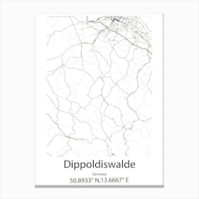 Dippoldiswalde,Germany Minimalist Map Canvas Print