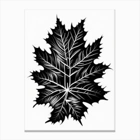 Maple Leaf Linocut Canvas Print
