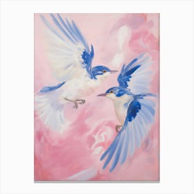 Pink Ethereal Bird Painting Blue Jay 5 Canvas Print