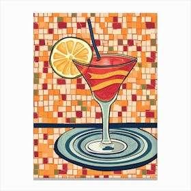 Fruity Cocktail Illustration A Tiled Background 1 Canvas Print