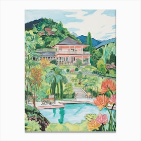 The Homestead   Hot Springs, Virginia   Resort Storybook Illustration 3 Canvas Print