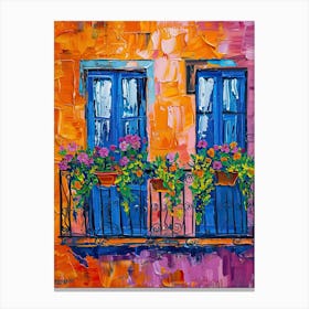 Balcony Painting In Barcelona 3 Canvas Print