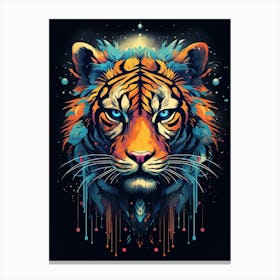 Tiger Art In Naïve Art Style 4 Canvas Print