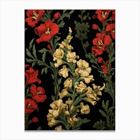 Snapdragon 1 William Morris Style Winter Florals Canvas Print
