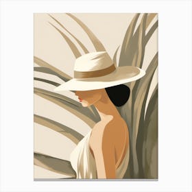 Woman In White Hat 2 Canvas Print