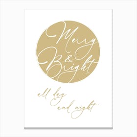 Golden Bright and bright Xmas typography Canvas Print