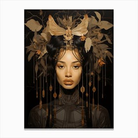 Lady With Moth Canvas Print
