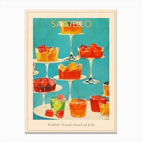 Retro Jelly Dessert Platter Illustration 2 Poster Canvas Print