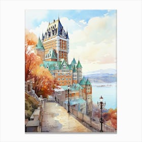 Château Chic: Iconic Frontenac in Quebec's Skyline Canvas Print
