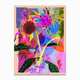 Bee Balm 2 Neon Flower Collage Canvas Print