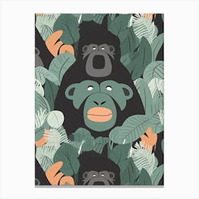 Gorilla Art With Bananas Cartoon Illustration 3 Canvas Print