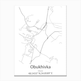 Obukhivka,Ukraine Minimalist Map Canvas Print