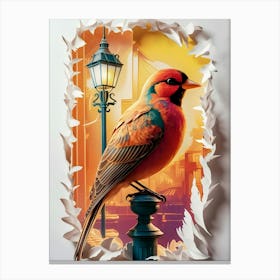 Bird On A Lamppost Canvas Print