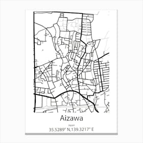 Aizawa,Japan Minimalist Map Canvas Print