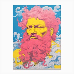  A Drawing Of Poseidon Silk Screen Style 2 Canvas Print