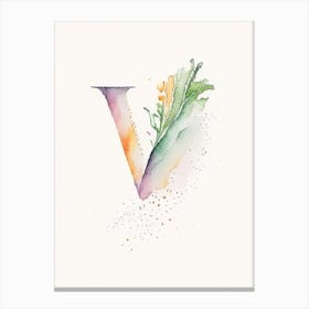 V, Letter, Alphabet Minimalist Watercolour 7 Canvas Print