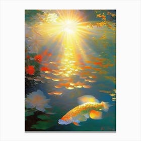 Kujaku Koi Fish Monet Style Classic Painting Canvas Print