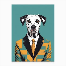 Dalmatian Dog Portrait In A Suit (10) Canvas Print