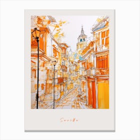 Seville Spain Orange Drawing Poster Canvas Print