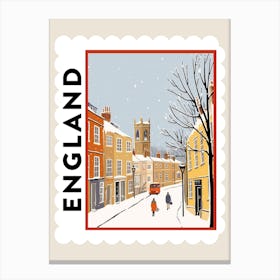 Retro Winter Stamp Poster Richmond England 3 Canvas Print