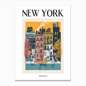 Brooklyn New York Colourful Silkscreen Illustration 1 Poster Canvas Print