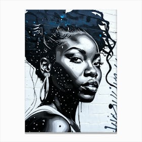 Graffiti Mural Of Beautiful Black Woman 7 Canvas Print