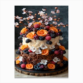 Cake Photorealistic With Decorations Canvas Print