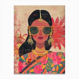 Indian Woman In Sunglasses Canvas Print