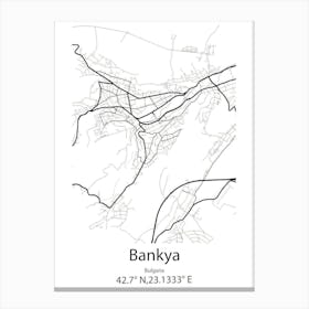 Bankya,Bulgaria Minimalist Map Canvas Print