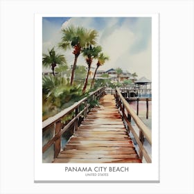 Panama City Beach 2 Watercolour Travel Poster Canvas Print