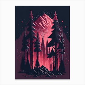 A Fantasy Forest At Night In Red Theme 84 Canvas Print