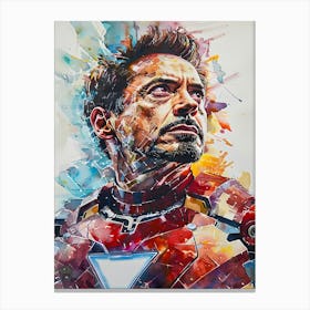 Iron Man Portrait Watercolor 1 Canvas Print