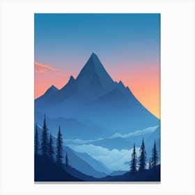 Misty Mountains Vertical Composition In Blue Tone 158 Canvas Print