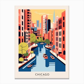 River Walk Chicago Colourful Travel Poster Canvas Print