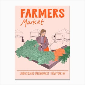 NYC Union Square Farmers Market Vintage Poster Canvas Print