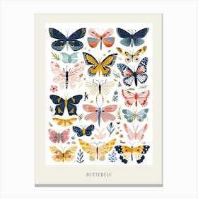 Colourful Insect Illustration Butterfly 22 Poster Canvas Print