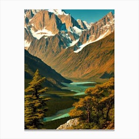 Los Glaciares National Park 2 Argentina Vintage Poster Canvas Print