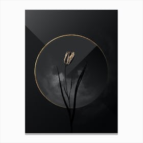 Shadowy Vintage Lady Tulip Botanical in Black and Gold n.0153 Canvas Print
