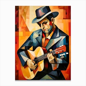 Cubist Portrait Musician Playing A Guitar Canvas Print