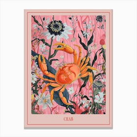 Floral Animal Painting Crab 2 Poster Canvas Print