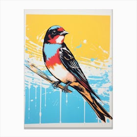 Andy Warhol Style Bird Barn Swallow 1 Canvas Print