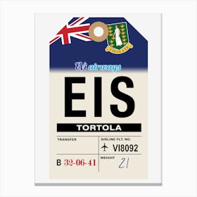 Tortola (EIS) British Virgin Islands Vintage Airline Luggage Tag Canvas Print