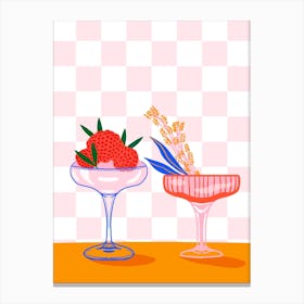 Botanical Cocktails with Checkerboard Canvas Print