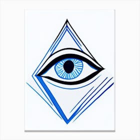 Psychic Abilities, Symbol, Third Eye Blue & White 4 Canvas Print