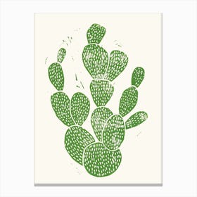 Linocut Cactus in Canvas Print