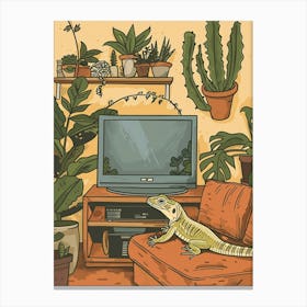 Lizard On The Sofa Illustration 4 Canvas Print