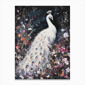 White Peacock Illustration 1 Canvas Print
