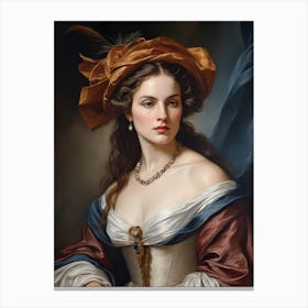 Elegant Classic Woman Portrait Painting (30) Canvas Print