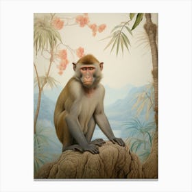 Macaque 4 Tropical Animal Portrait Canvas Print