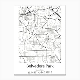 Belvedere Park,United States Minimalist Map Canvas Print